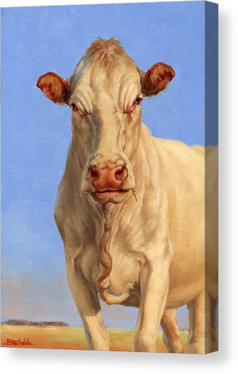 Cow Canvas Print featuring the painting Spooky Cow by Margaret Stockdale