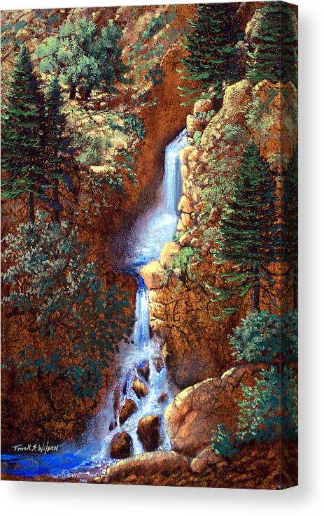 Wilderness Canvas Print featuring the painting Spring Cascade by Frank Wilson