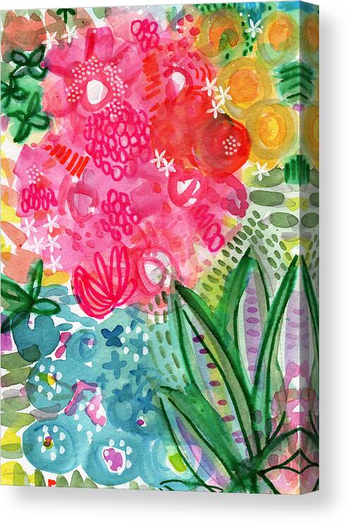 Flowers Canvas Print featuring the painting Spring Garden- watercolor art by Linda Woods