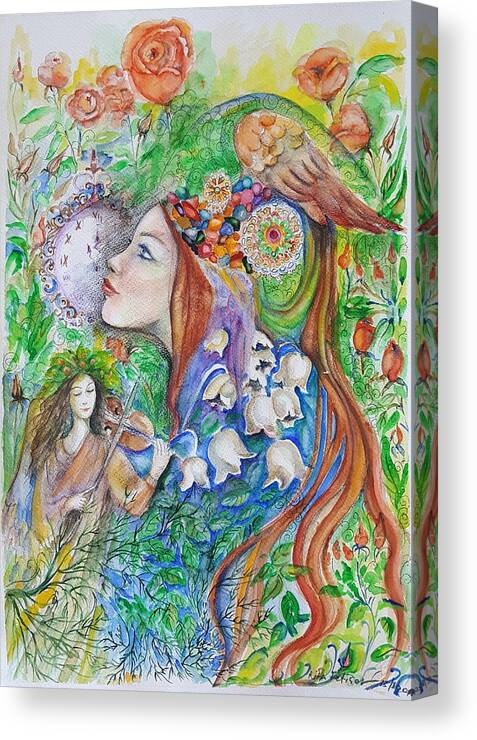 Lilies Of The Valley Canvas Print featuring the mixed media Spring Song by Rita Fetisov