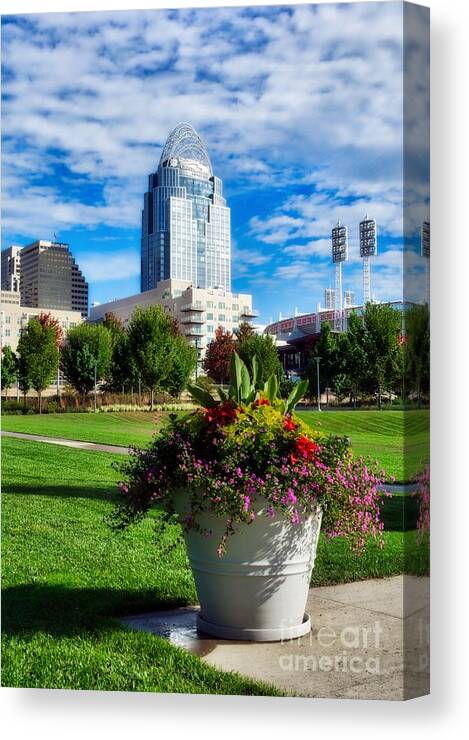 Standing Tall In Cincinnati Canvas Print featuring the photograph Standing Tall In Cincinnati by Mel Steinhauer