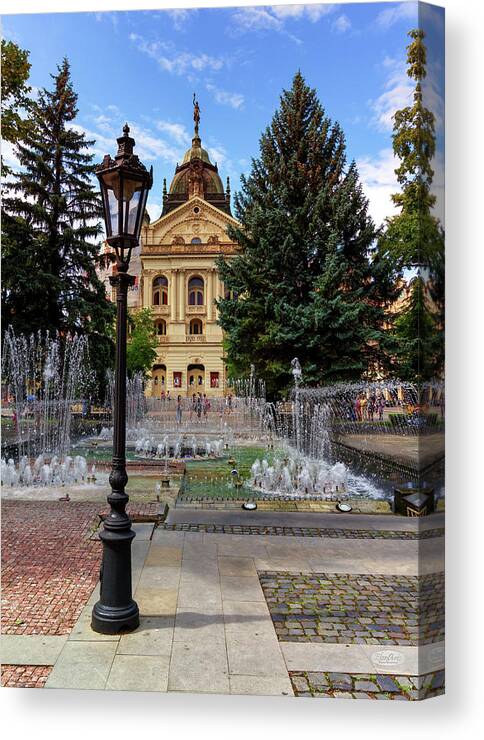 Kosice Canvas Print featuring the photograph State Theater in the old town, Kosice, Slovakia by Elenarts - Elena Duvernay photo
