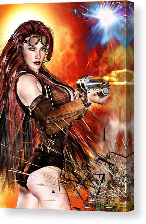 Steampunk Canvas Print featuring the mixed media Steampunk Apocalypse by Alicia Hollinger