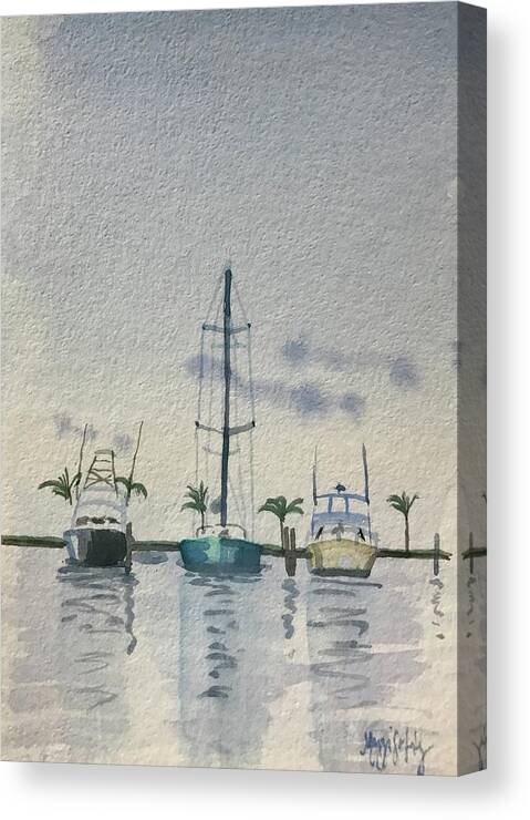 Key West Art Canvas Print featuring the painting Stock Island, Daybreak by Maggii Sarfaty