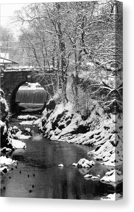 Water Canvas Print featuring the photograph Stone-bridge by John Scates