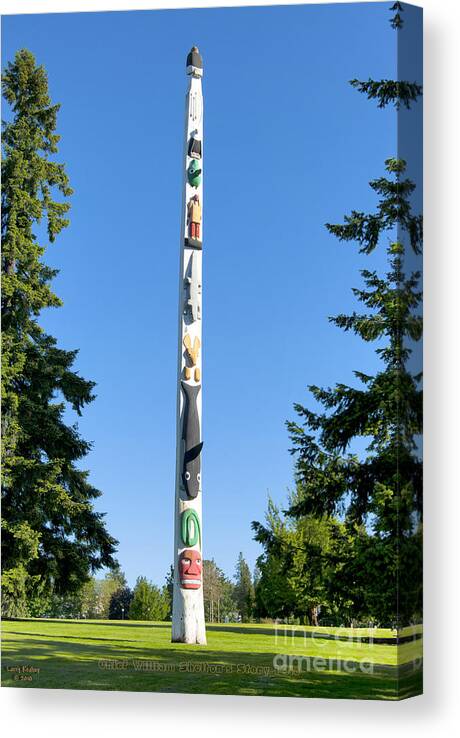 Pole Canvas Print featuring the photograph Story Pole by Larry Keahey