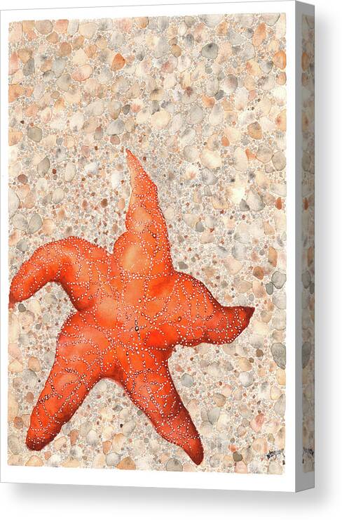 Starfish Canvas Print featuring the painting Stranded Starfish by Hilda Wagner