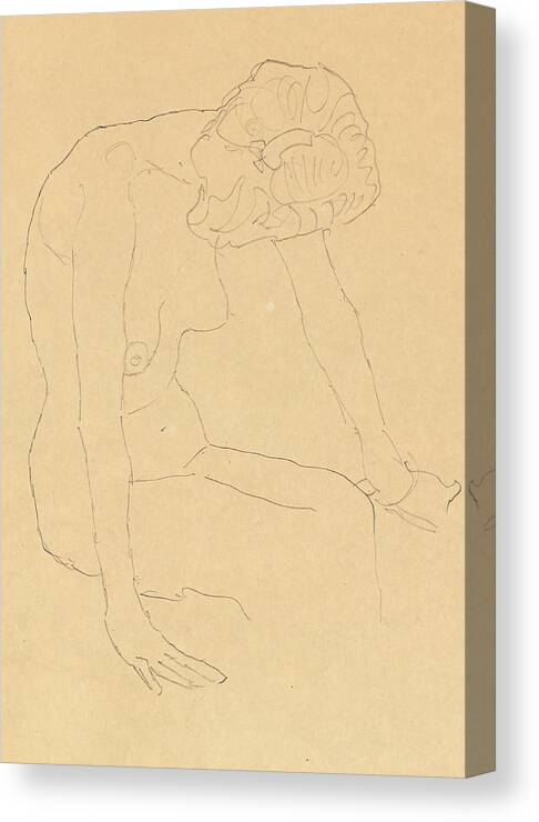 Klimt Canvas Print featuring the drawing Study of a Female Nude by Gustav Klimt