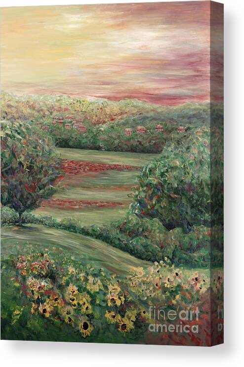 Landscape Canvas Print featuring the painting Summer in Tuscany by Nadine Rippelmeyer