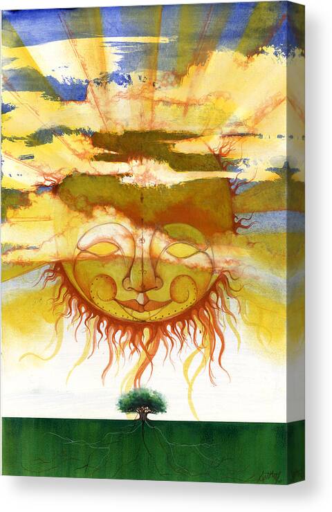 Sun Canvas Print featuring the mixed media Sun1 by Anthony Burks Sr