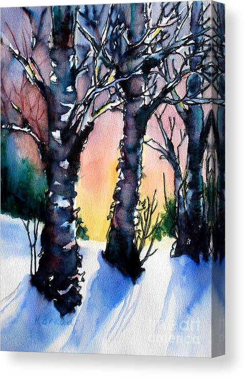 Paintings Canvas Print featuring the painting Sunset Birches on the Rise by Kathy Braud