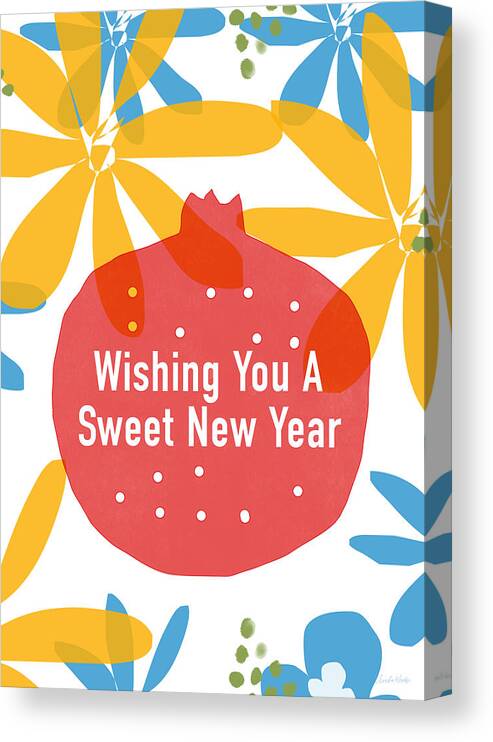 Rosh Hashanah Canvas Print featuring the mixed media Sweet New Year Card- Art by Linda Woods by Linda Woods