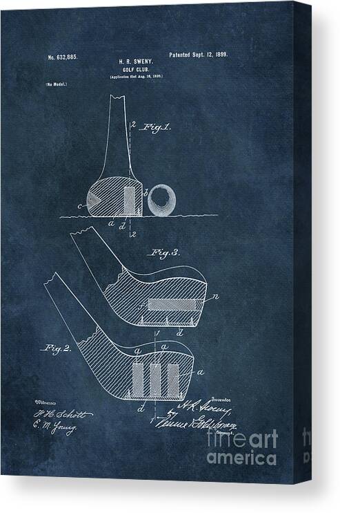 Golf Canvas Print featuring the digital art Sweny golf club patent art by Justyna Jaszke JBJart