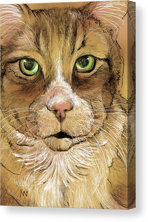 Tabby Cat Canvas Print featuring the digital art Tabby Cat by AnneMarie Welsh