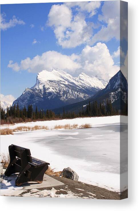 Vermillion Lake Canvas Print featuring the photograph Take a Seat at Vermillion Lake by Tiffany Vest