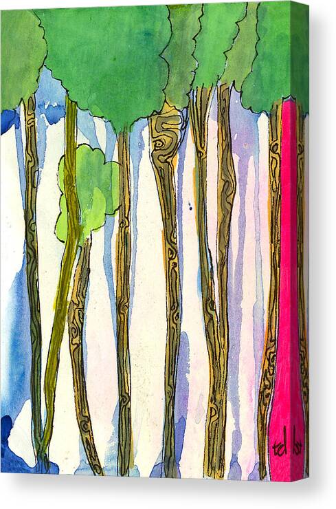 Trees Canvas Print featuring the mixed media Tall Trees by Tonya Doughty