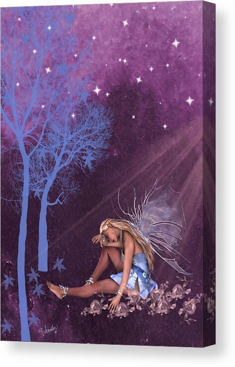 Fairy Canvas Print featuring the digital art Tears in the Night by Rosalie Scanlon