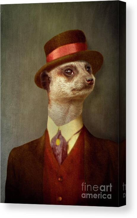 Ferret Canvas Print featuring the digital art Ted by Martine Roch