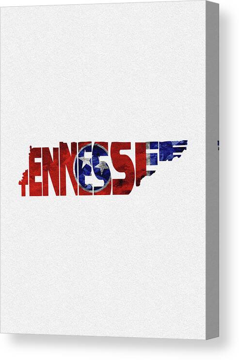 Tennessee Canvas Print featuring the digital art Tennessee Typographic Map Flag by Inspirowl Design