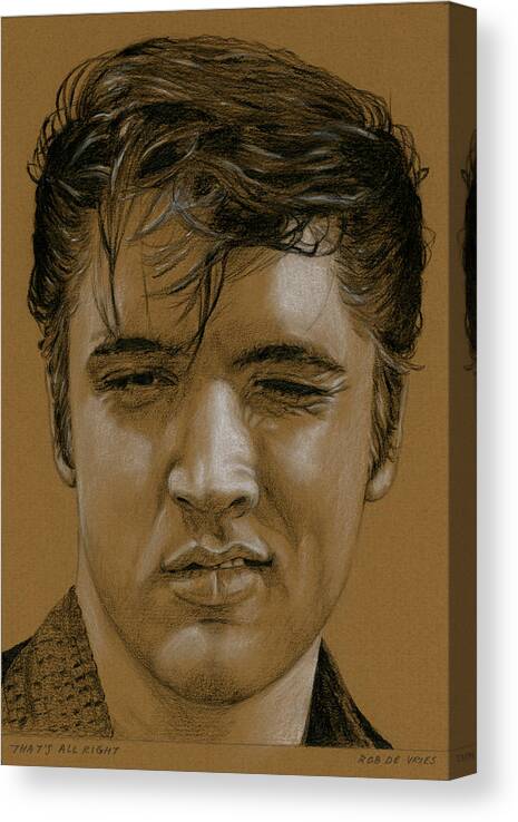 Elvis Canvas Print featuring the drawing That's all right by Rob De Vries