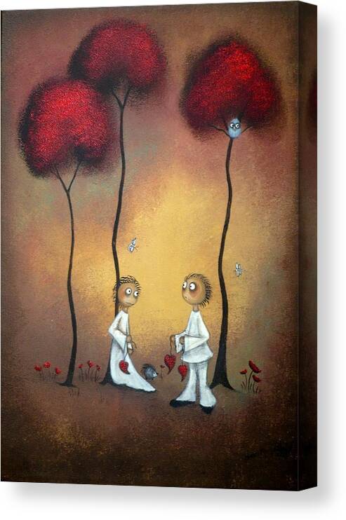 Whimsical Canvas Print featuring the painting That's What Friends Are For by Charlene Zatloukal