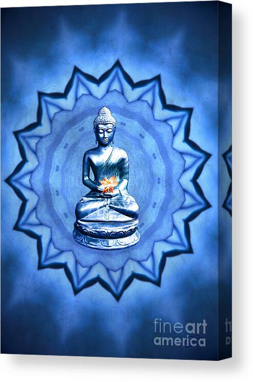 Gabriele Pomykaj Canvas Print featuring the digital art The Blue Buddha Meditation by Gabriele Pomykaj