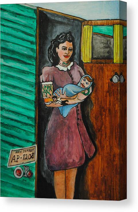 Trailers Canvas Print featuring the painting The Day he was Born by Patricia Arroyo