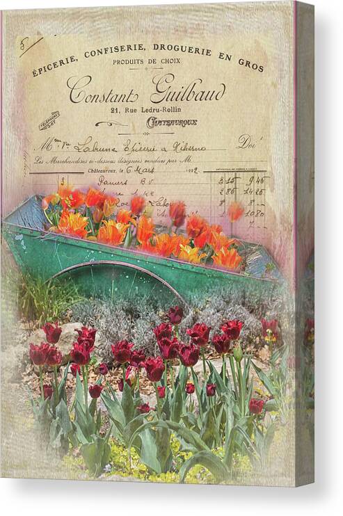 Flower Cart Canvas Print featuring the digital art The Flower Cart by Jolynn Reed