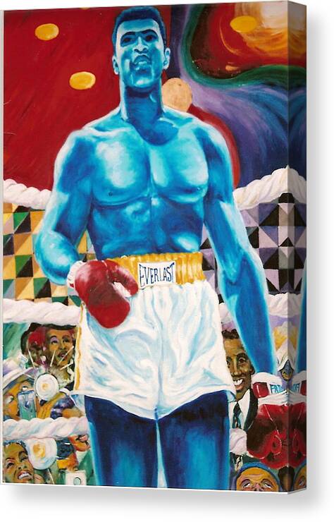 Mohammed Ali Canvas Print featuring the painting The Greatest by Lee Ransaw