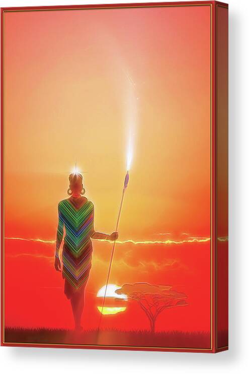 Symbolic Digital Art Canvas Print featuring the digital art The guardian by Harald Dastis