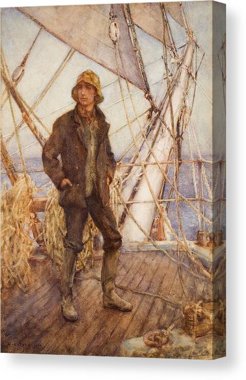 Henry Scott Tuke Canvas Print featuring the painting The Lookout Man by Henry Scott Tuke
