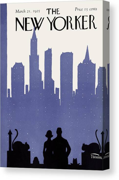 Skyline Canvas Print featuring the painting New Yorker March 21st, 1925 by Carl Fornaro