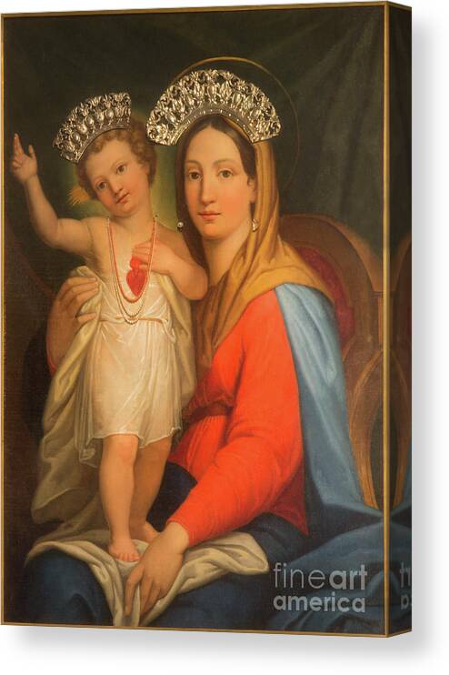 Catholicism Canvas Print featuring the photograph The painting Madonna Auxilium Christianorium by Domenico Cassarotti by Jozef Sedmak