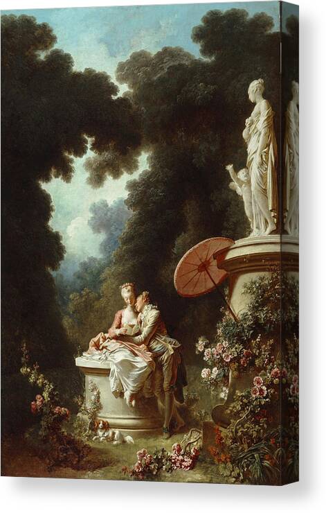 Jean-honore Fragonard Canvas Print featuring the painting The Progress of Love. Love Letters by Jean-Honore Fragonard