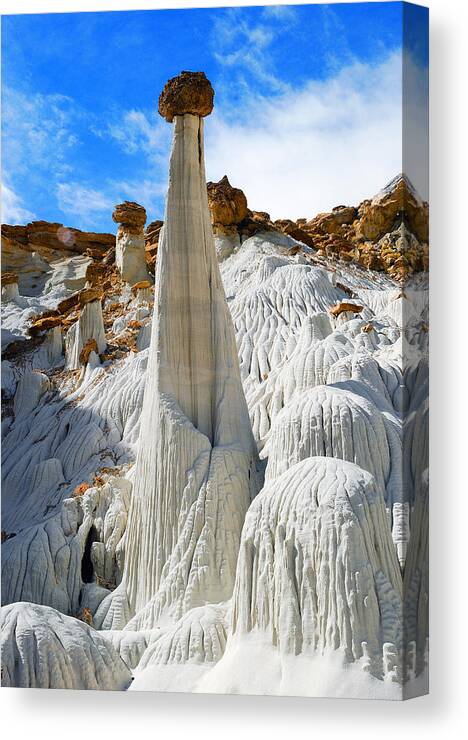 Landscape-hoodoos-utah-rocks Canvas Print featuring the photograph The Sentinel by Frank Houck