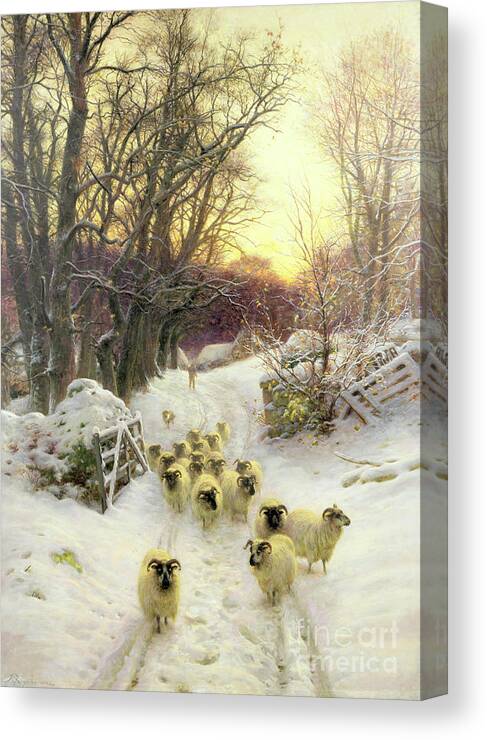 Sunset Canvas Print featuring the painting The Sun Had Closed the Winter's Day by Joseph Farquharson