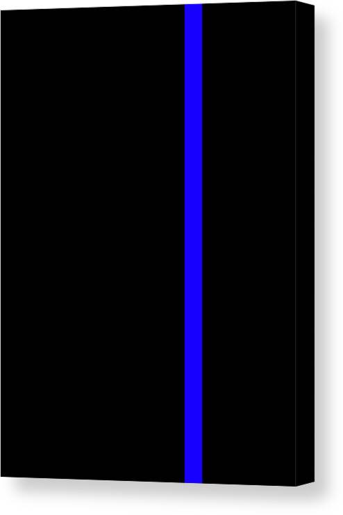 Thin Blue Line Canvas Print featuring the digital art The Symbolic Thin Blue Line Law Enforcement Police by Garaga Designs