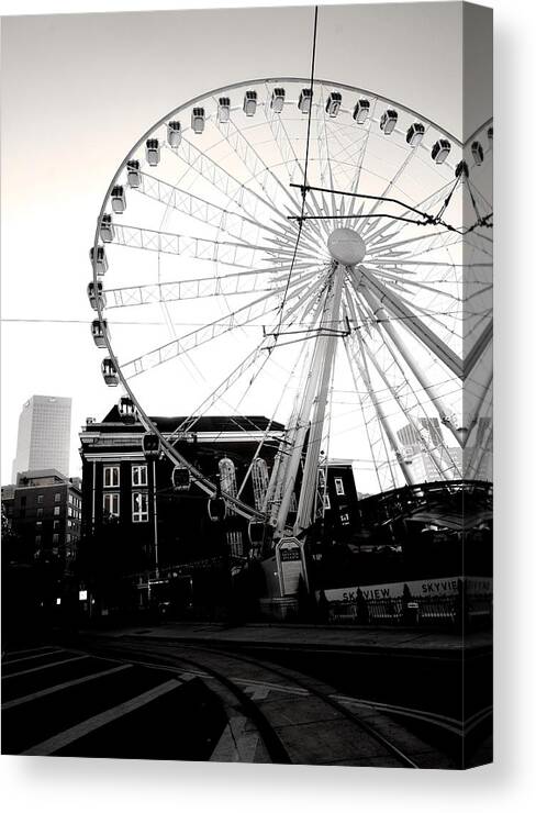 Atlanta Canvas Print featuring the photograph The Wheel Black and White by D Justin Johns