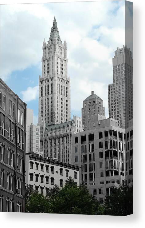Woolworth Building Canvas Print featuring the photograph The Woolworth Building - NYC by Frank Mari