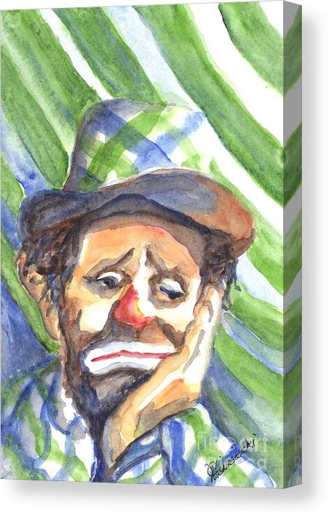 Clown Canvas Print featuring the painting The World Loves A Clown by Carol Wisniewski