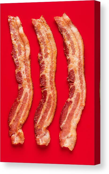 Bacon Canvas Print featuring the photograph Thick Cut Bacon Served Up by Steve Gadomski