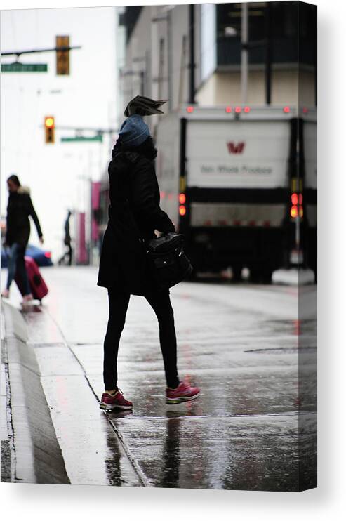 Street Photography Canvas Print featuring the photograph Tiny Umbrella by J C
