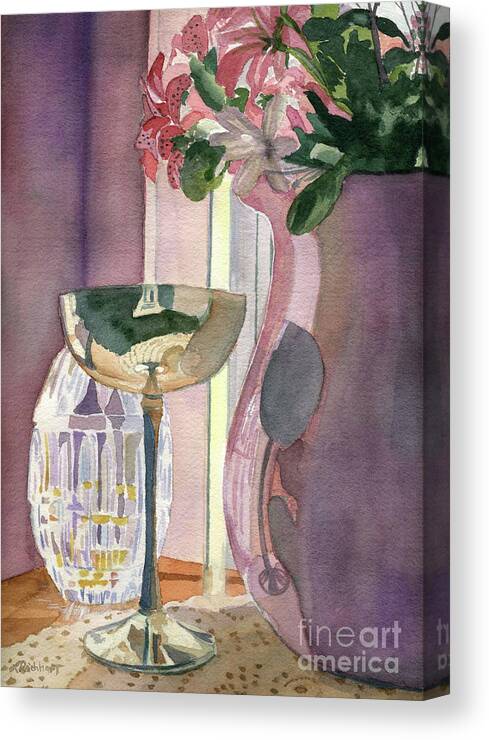 Watercolor Canvas Print featuring the painting Top of the Stairs by Lynne Reichhart