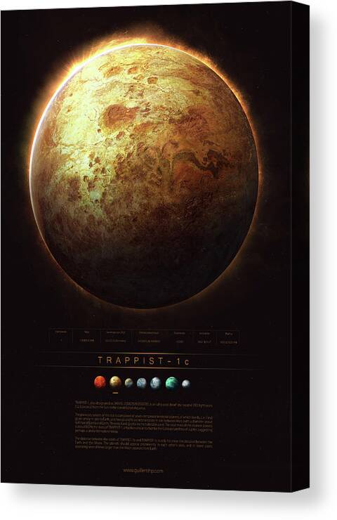 Sciencie Canvas Print featuring the digital art TRAPPIST-1c by Guillem H Pongiluppi
