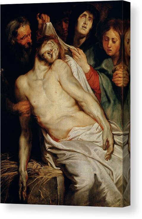 Triptych Of Christ On The Straw Canvas Print featuring the painting Triptych of Christ on the Straw by Rubens