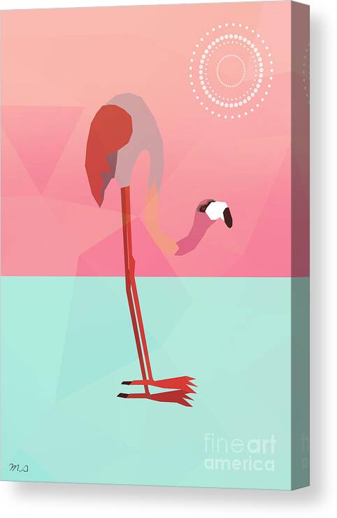 Flamingo Canvas Print featuring the digital art Flamingo Beautiful Birds by Mark Ashkenazi