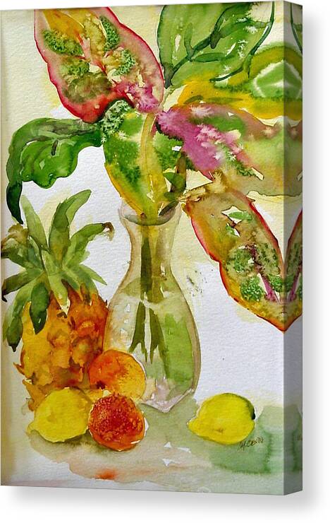 Still Life Canvas Print featuring the painting Tropical Leaves by Mafalda Cento