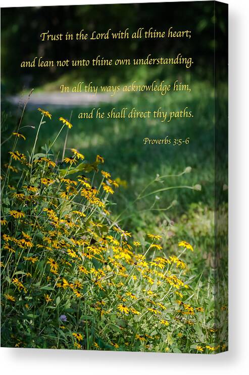 Proverbs 3:5-6 Canvas Print featuring the photograph Trust In The Lord- Blackeyed Susans by Holden The Moment
