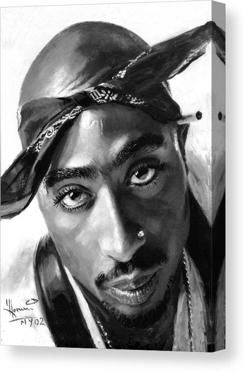 Tupac Shakur Canvas Print featuring the painting Tupac Shakur by Ylli Haruni