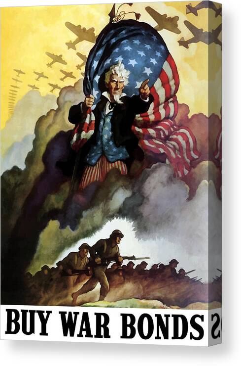 Uncle Sam Canvas Print featuring the painting Uncle Sam - Buy War Bonds by War Is Hell Store
